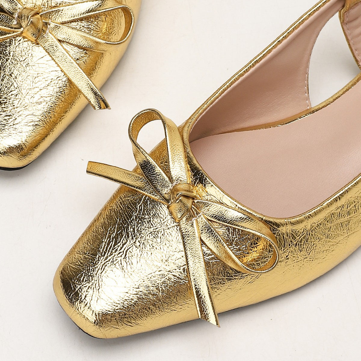 Womens French Style Gold Flat Sandals Closed Toe Mary Jane Shoes