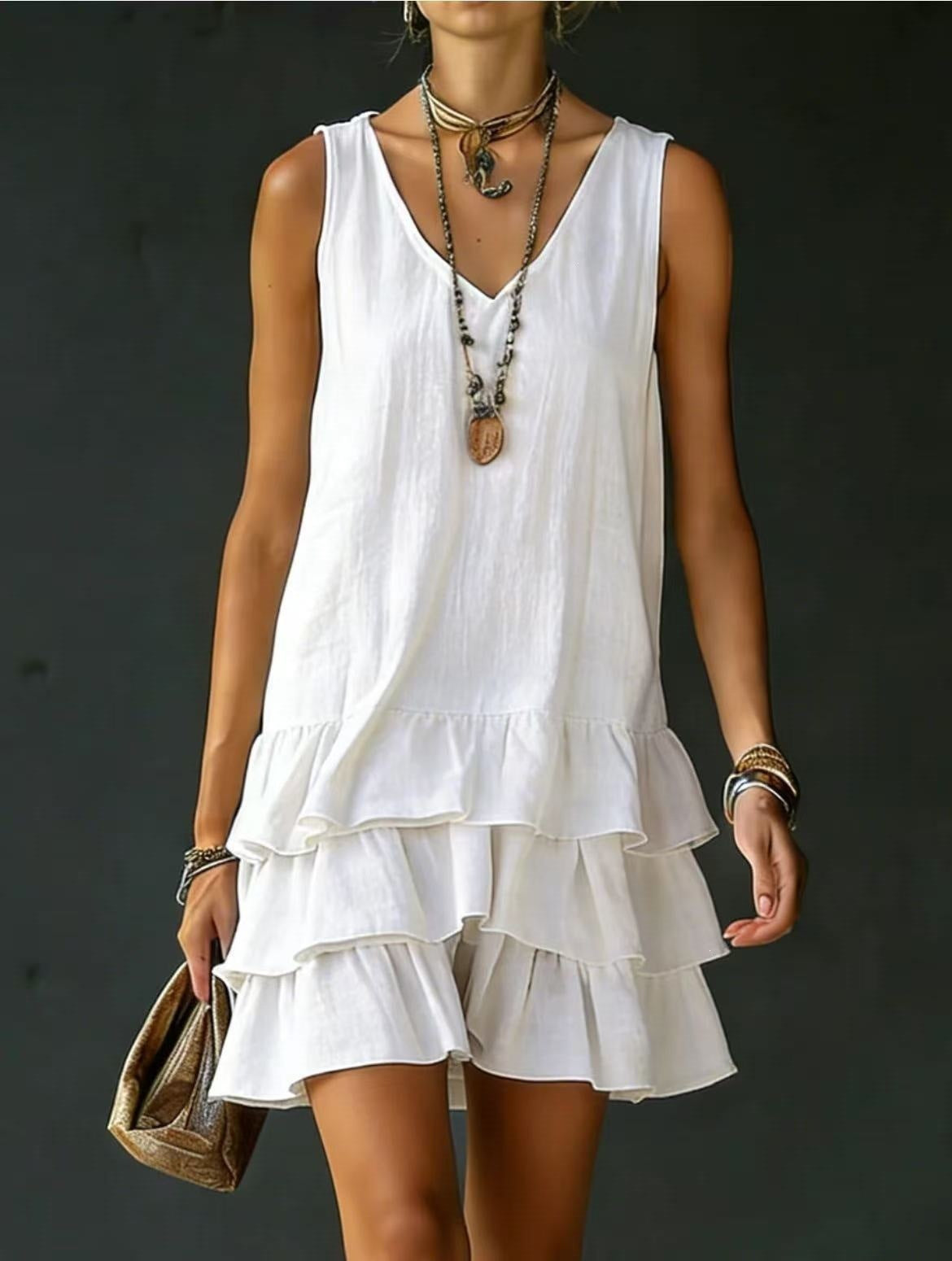 Sleeveless V-Neck A-Line Dress