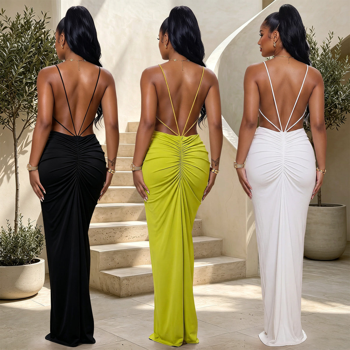 Womens V-neck Bodycon Party Dress