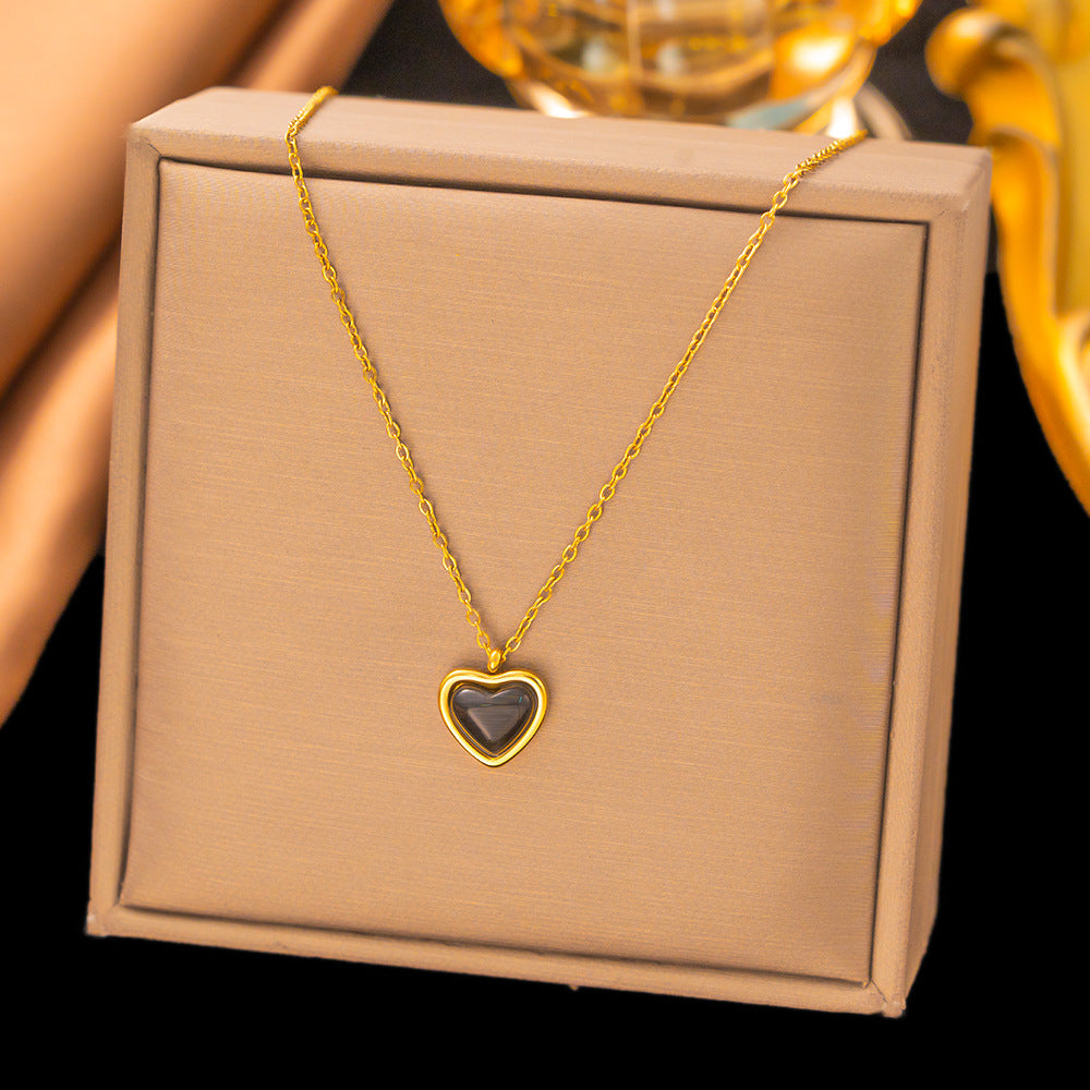 Titanium Steel Heart-Shaped Necklace for Women Fashion Heart Pendant Necklace