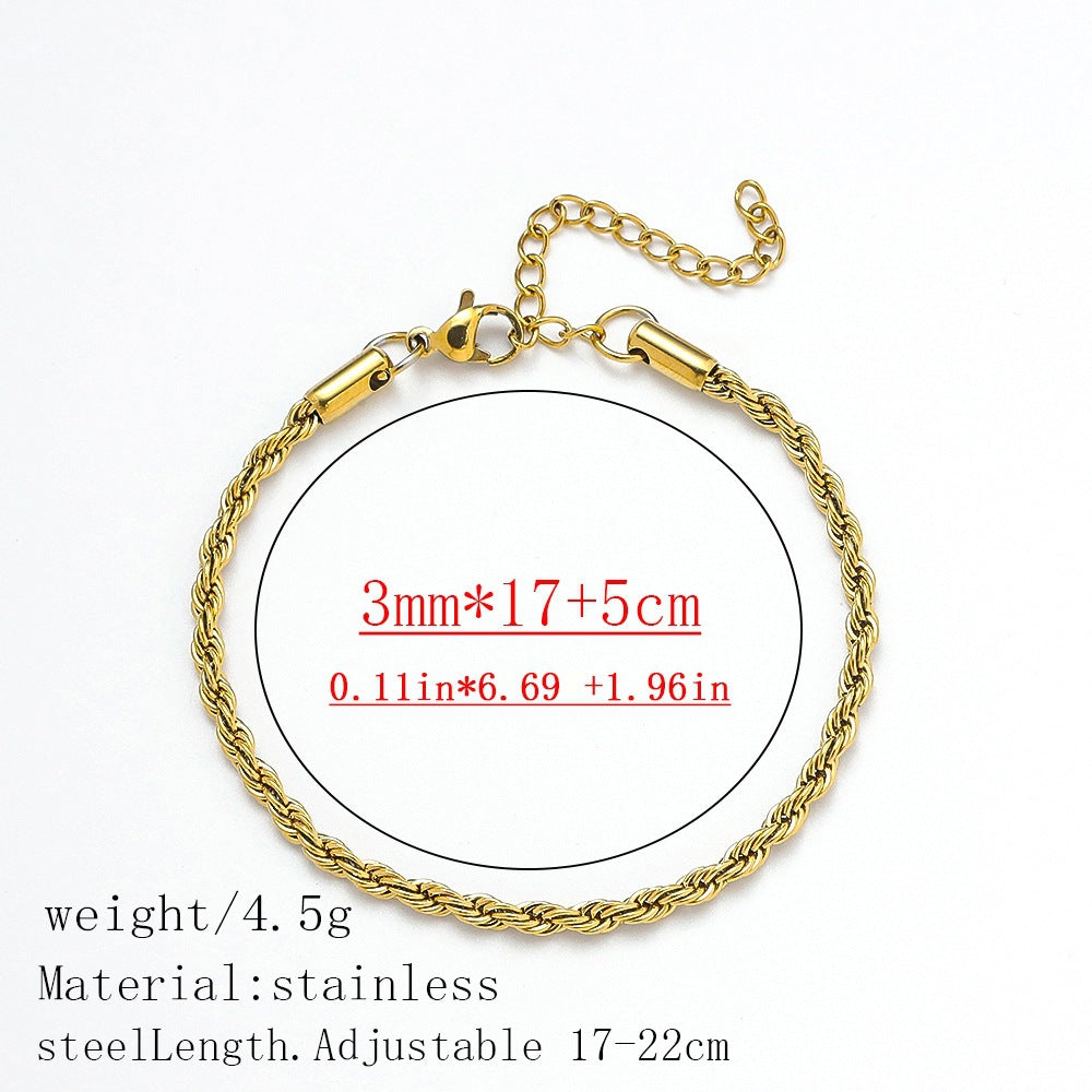 316L Titanium Steel Bracelet Waterproof Hypoallergenic Gold Plated Chain Jewelry for Men Women Unisex Fashion Accessories