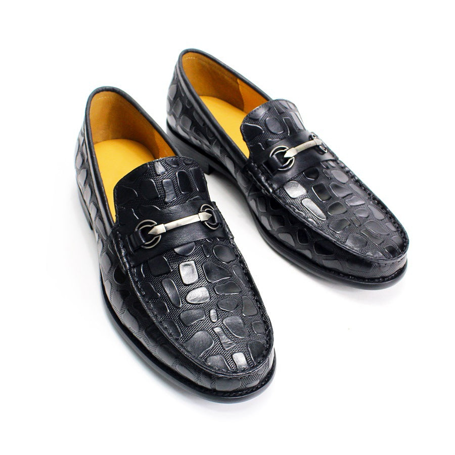 Men's Business Casual Loafers with Crocodile Pattern