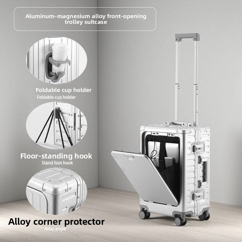 Front Opening Aluminum Magnesium Alloy Suitcase