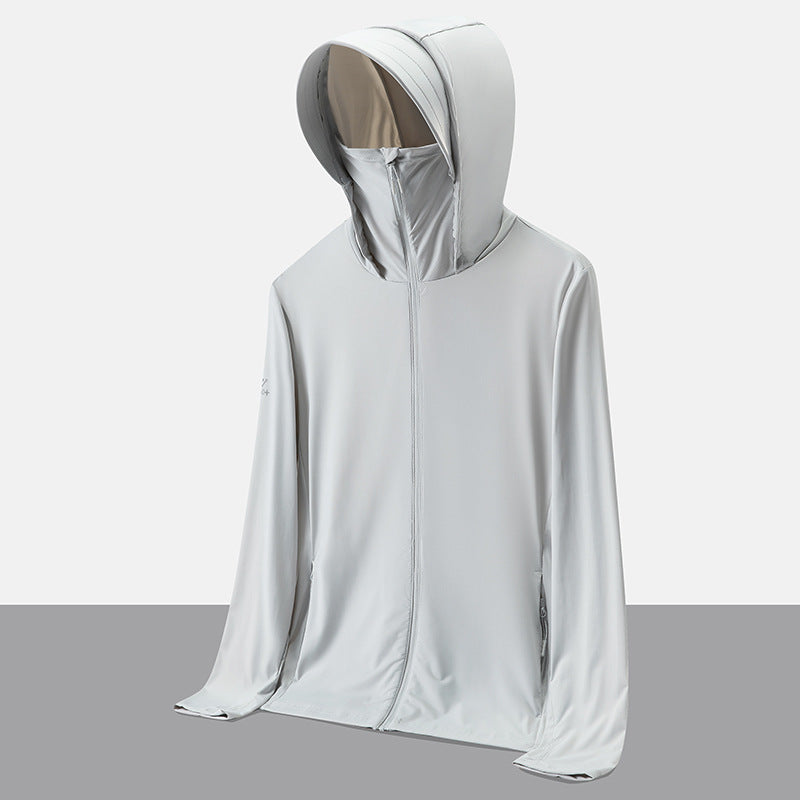 UPF50+ Ice Silk Cooling UV Protection Hooded Jacket Couple Matching Outdoor Sport Coat