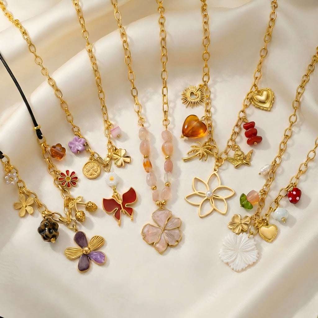 Flower butterfly necklace collar chain
