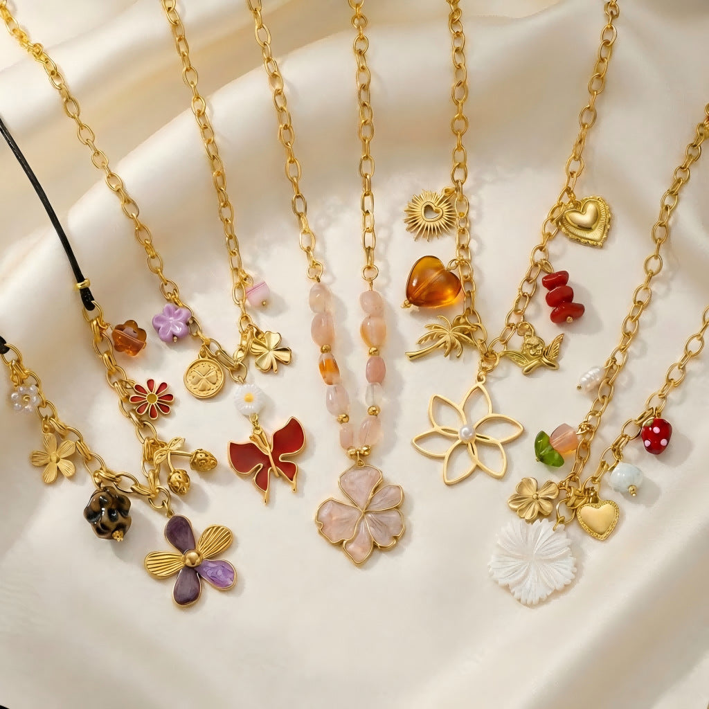 Flower butterfly necklace collar chain