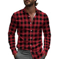 Men Printed Long Sleeve Casual Shirt Lapel Collar