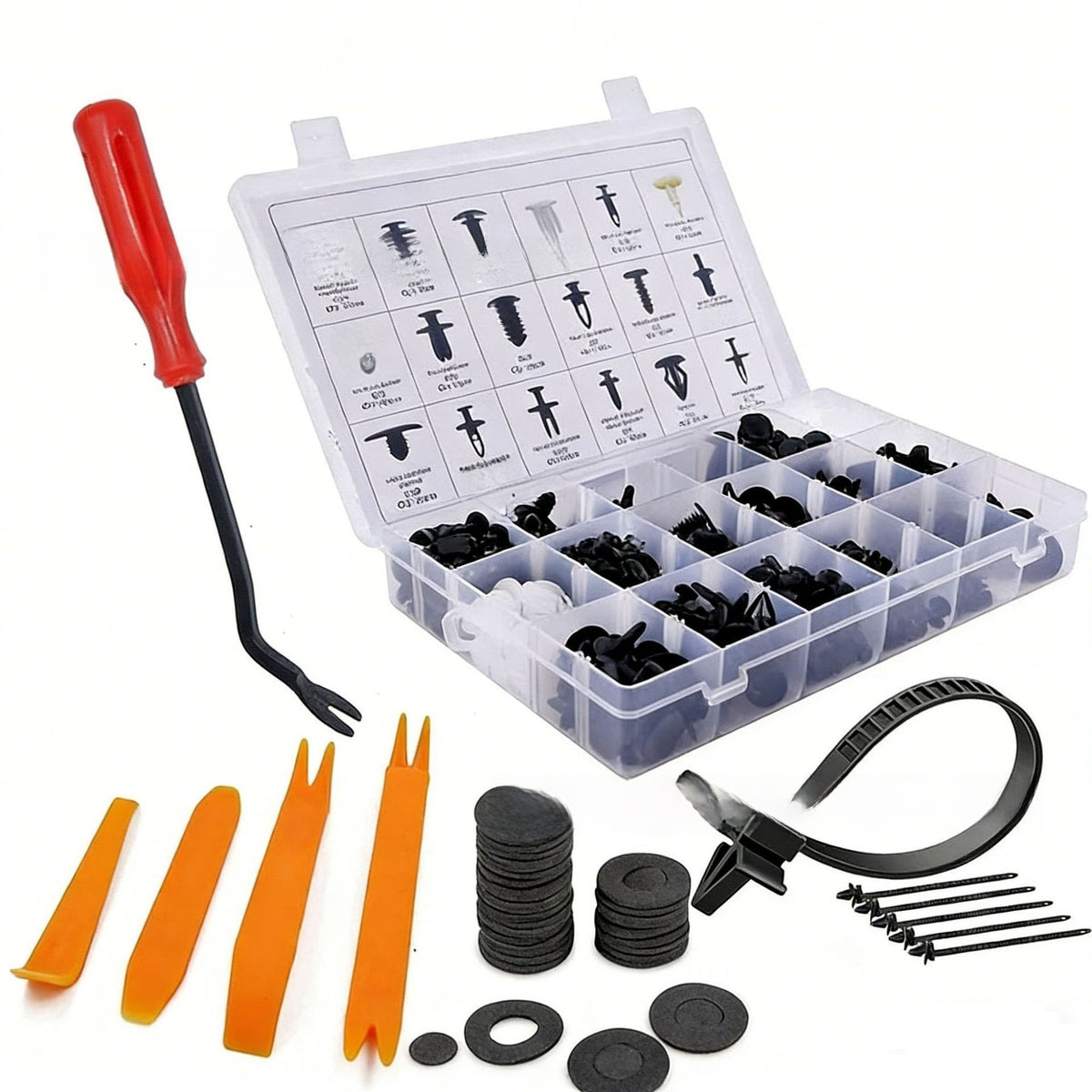Automotive Plastic Fastener Clips with Pry Tools