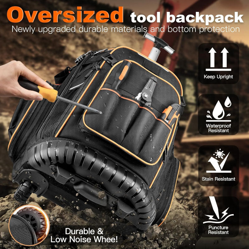 Heavy Duty Rolling Tool Backpack with Wheels