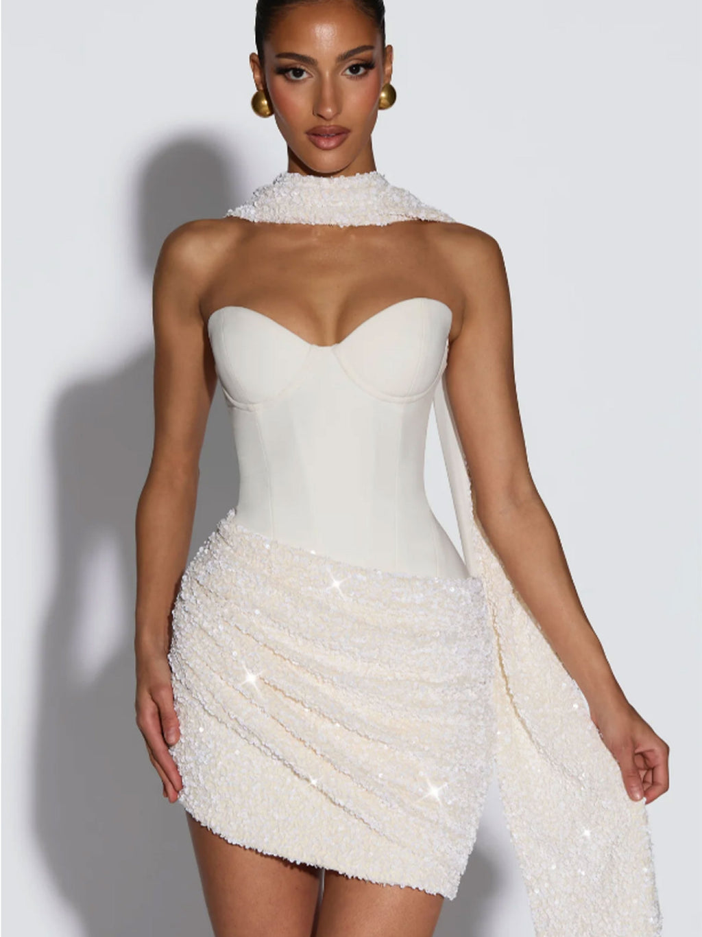 Strapless sequined dress