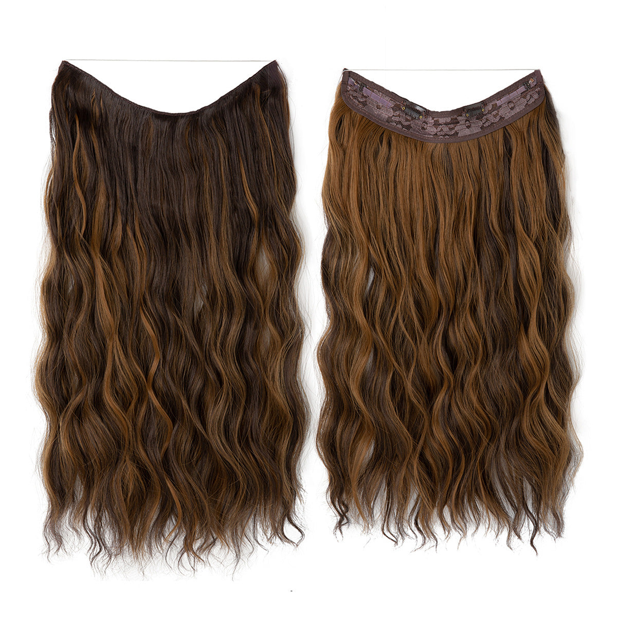 Synthetic Hair Extensions Long Wavy Clip-in