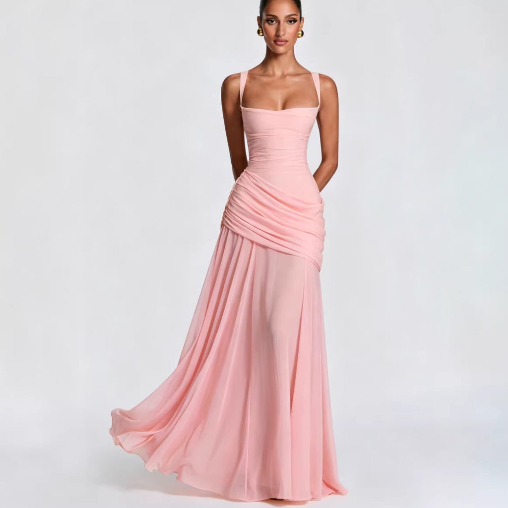 Elegant Backless Chiffon Evening Gown
