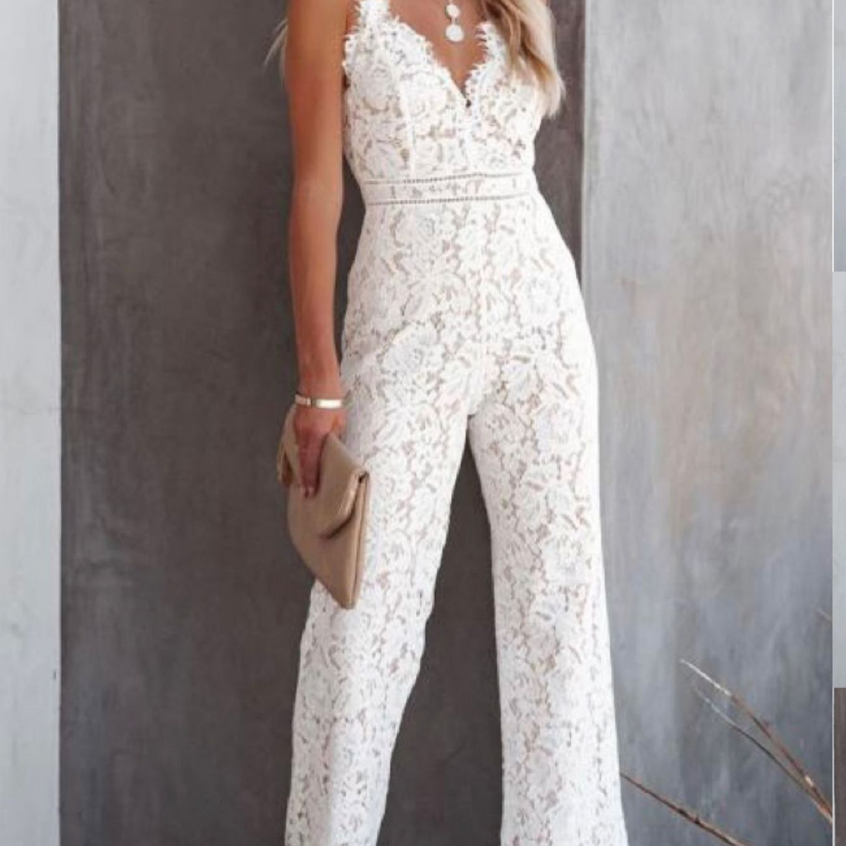 Sleeveless Lace Jumpsuit with Suspenders