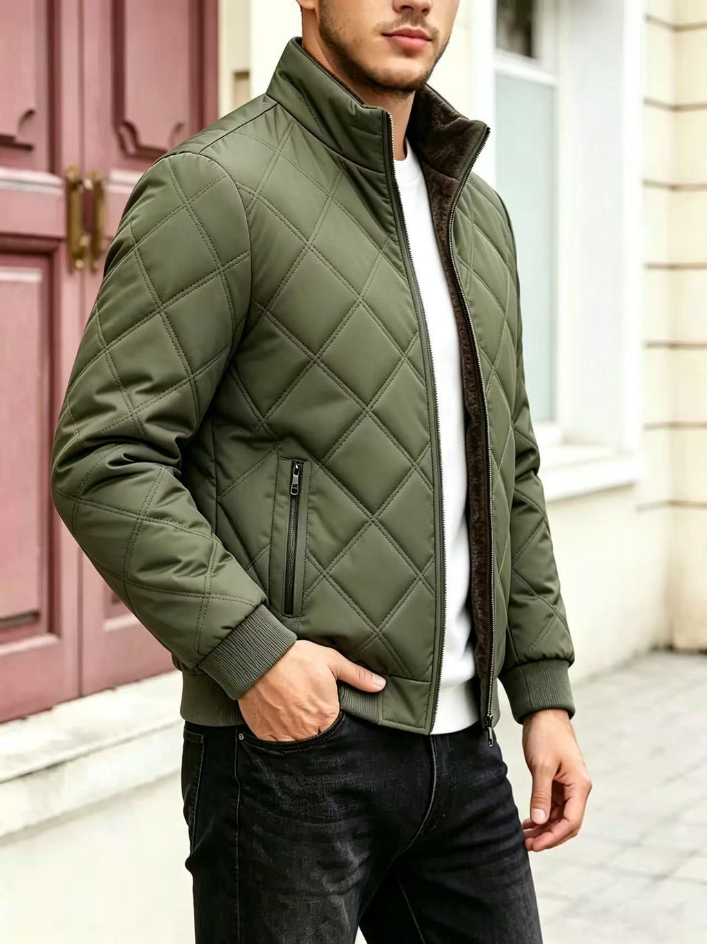 Men's Thickened Stand Collar Padded Jacket Winter Warm Loose Coat