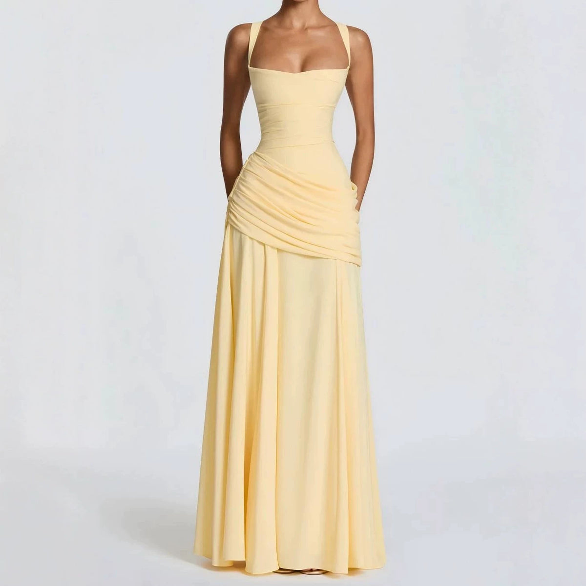 Elegant Backless Chiffon Evening Gown
