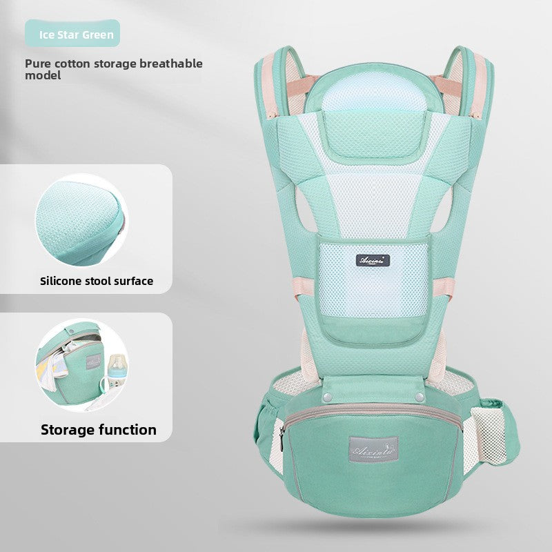 Foldable Baby Carrier with Waist Stool Dual Shoulder Support