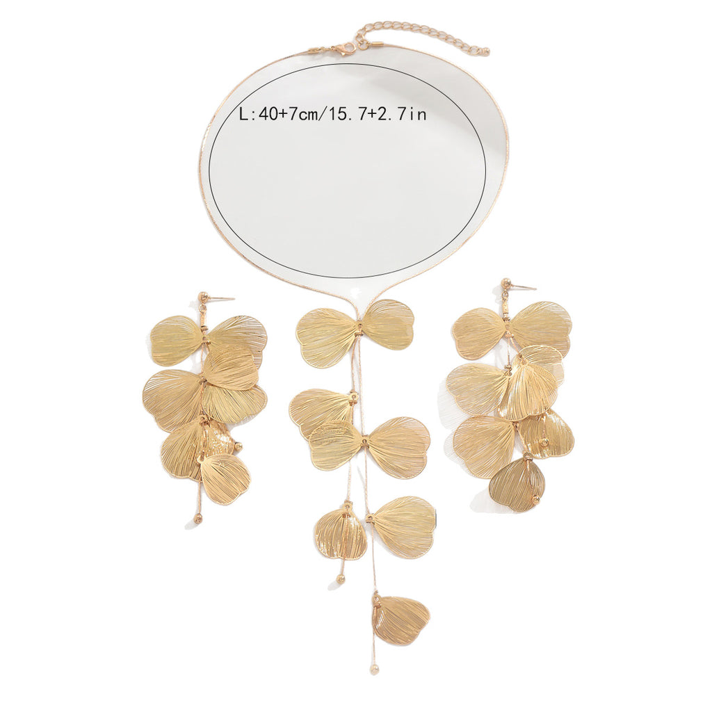 Ginkgo Leaf Tassel Necklace and Earrings