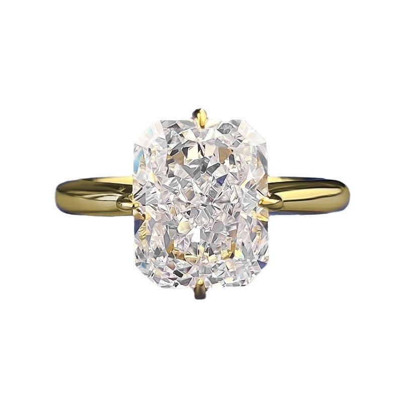 S925 Silver Gold Plated Diamond Geometric Ring