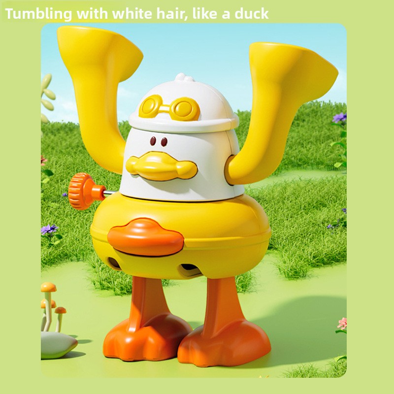 Childrens Wind Up Flipping Duck Chicken Toy