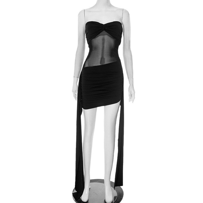 Women's solid-color plunging-neckline dress