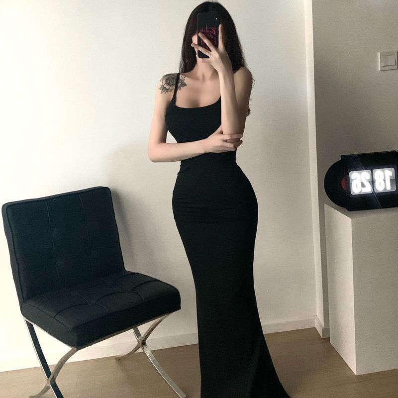 Suspender Fishtail Hem Dress