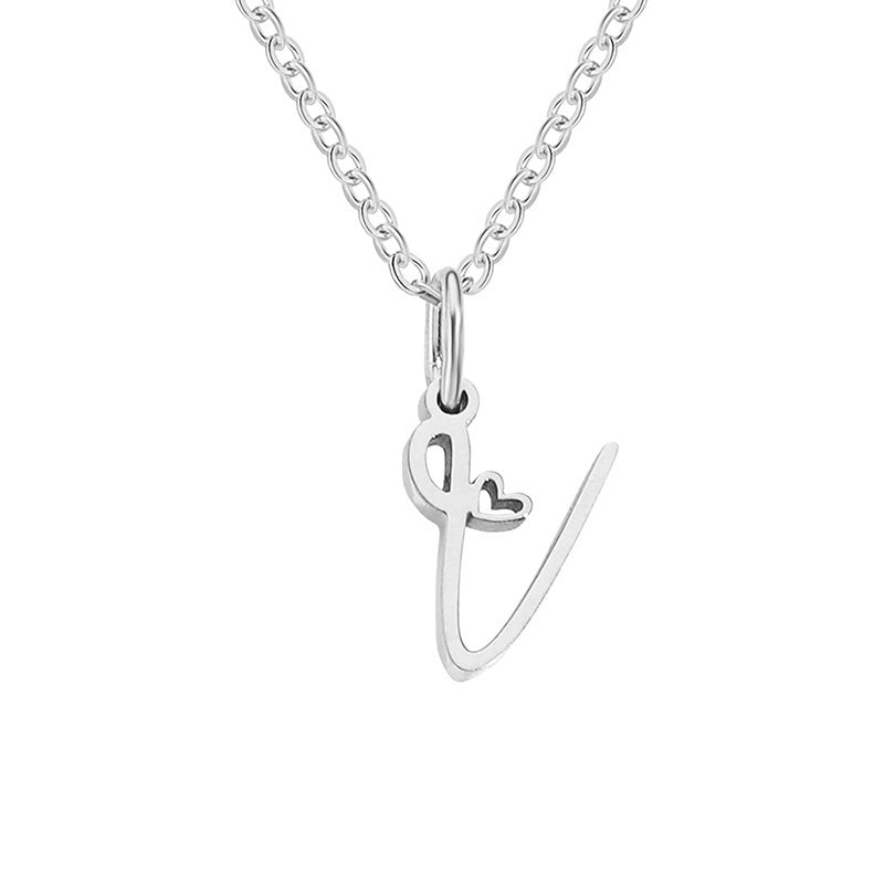Alphabet Letter Stainless Steel Necklace