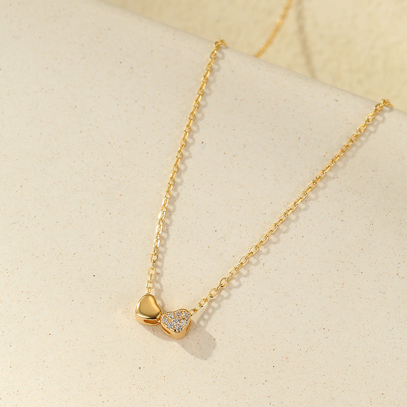 S925 Sterling Silver Double Heart Necklace