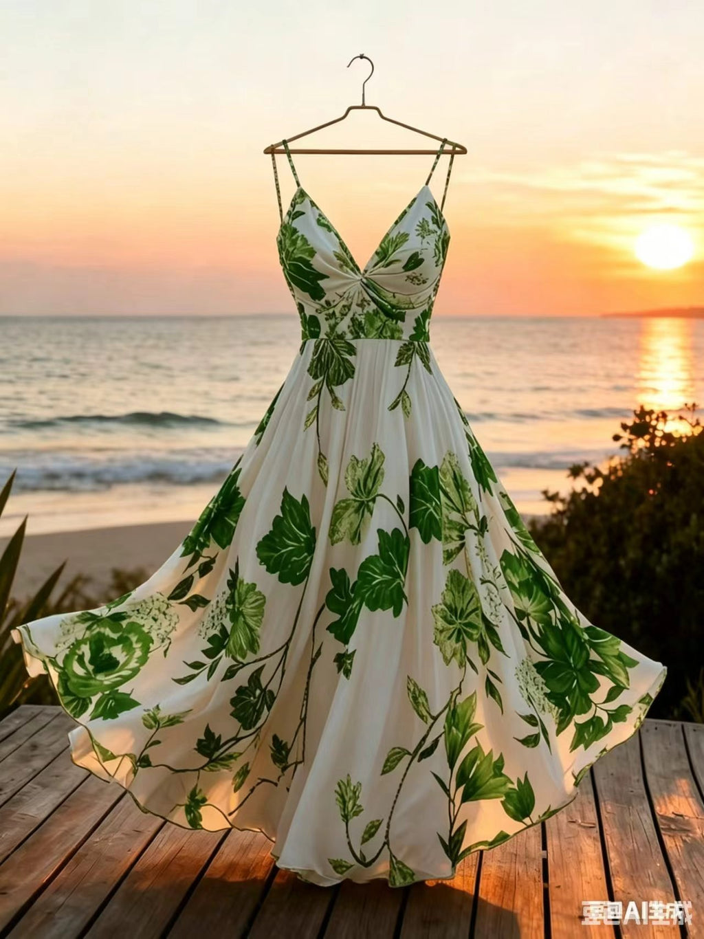 French Print Suspender Dress