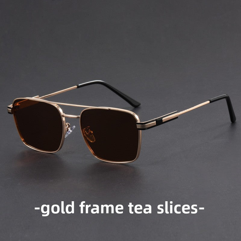 Retro Square Frame Metal Sunglasses