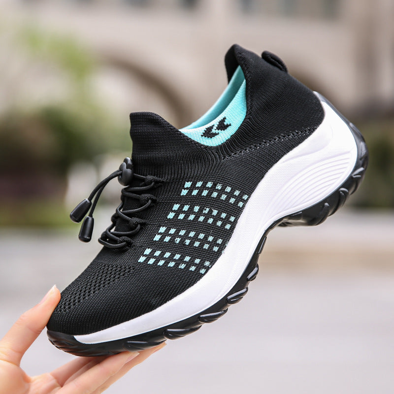 Womens Wedge Heeled Casual Sports Shoes