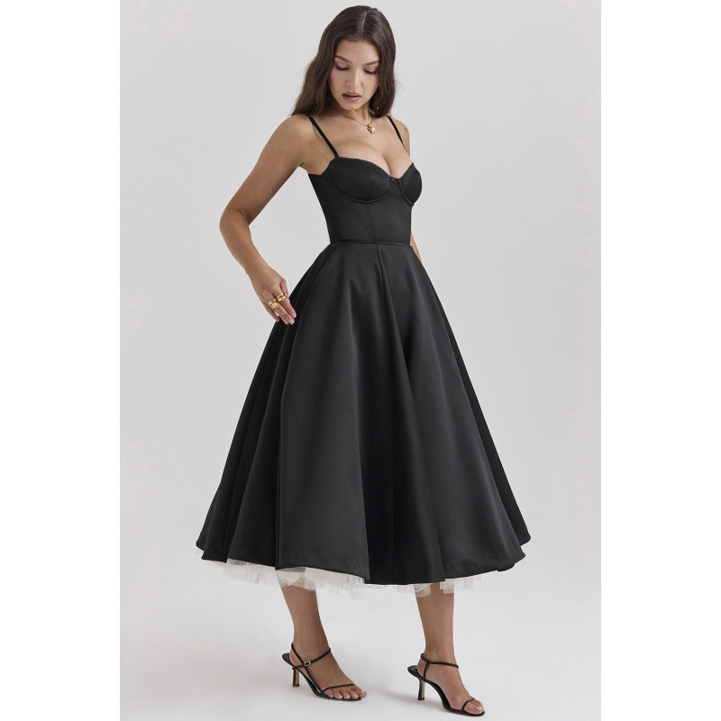 French Style Mesh Princess Dress with Flared Hem