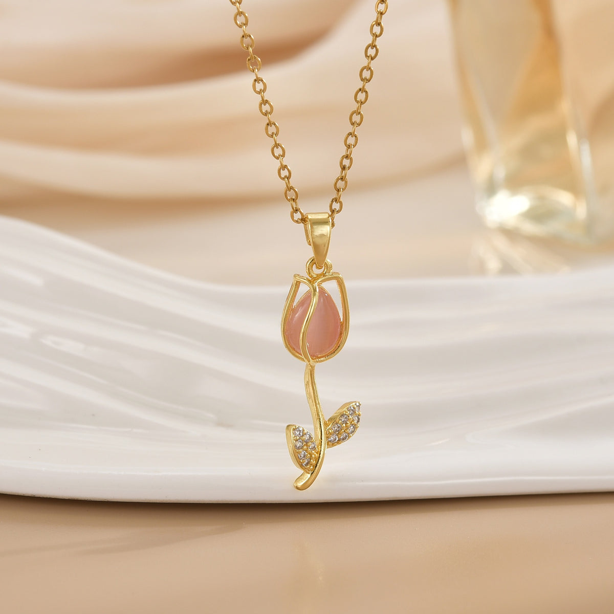 Tulip Flower Design Titanium Steel Necklace