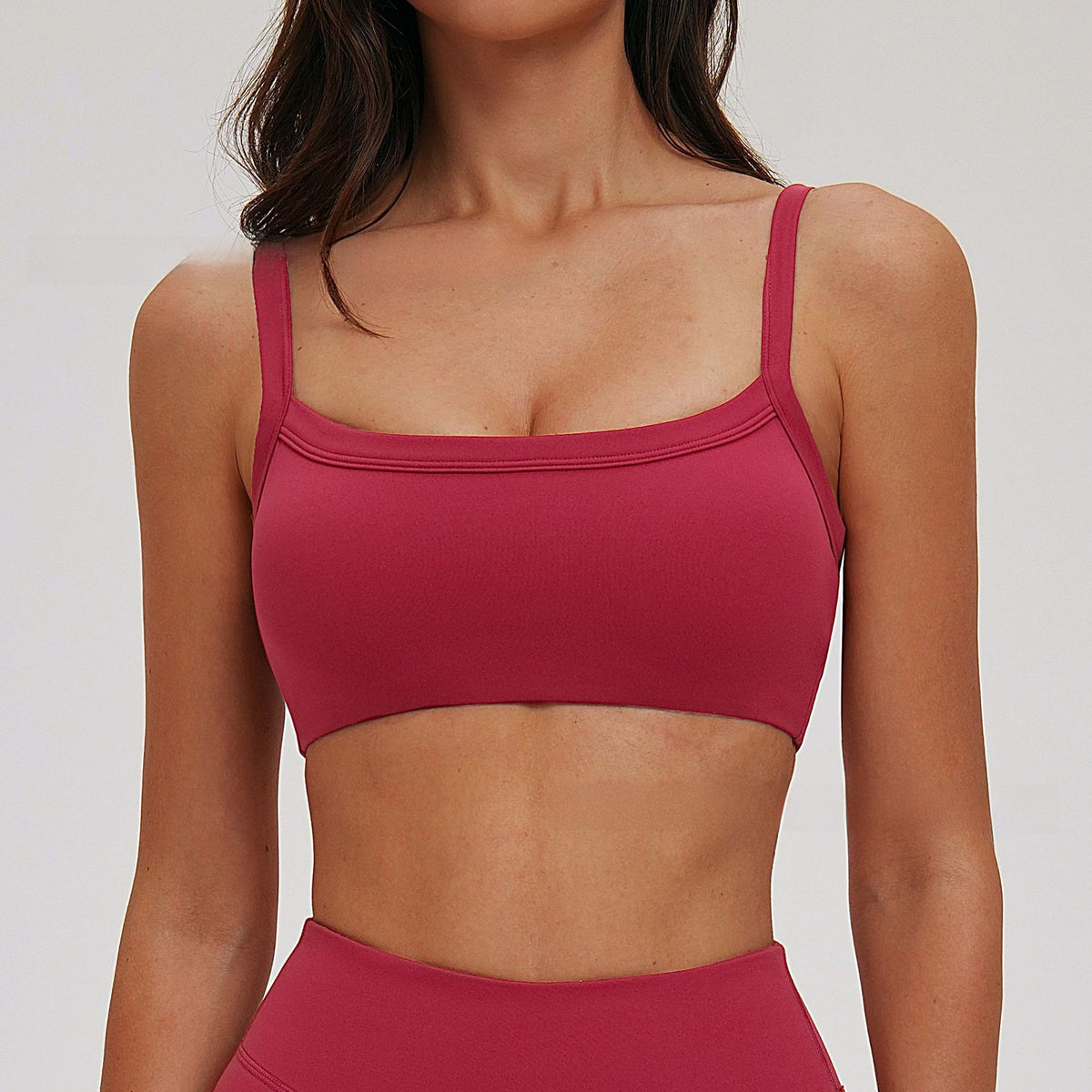 Nude-Feel Double-Strap Yoga Bra for Women Tight-Fitting Sports Bra