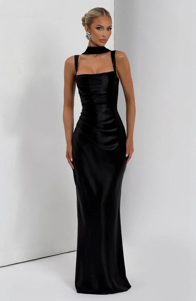 Elegant Square Neck Fishtail Evening Dress