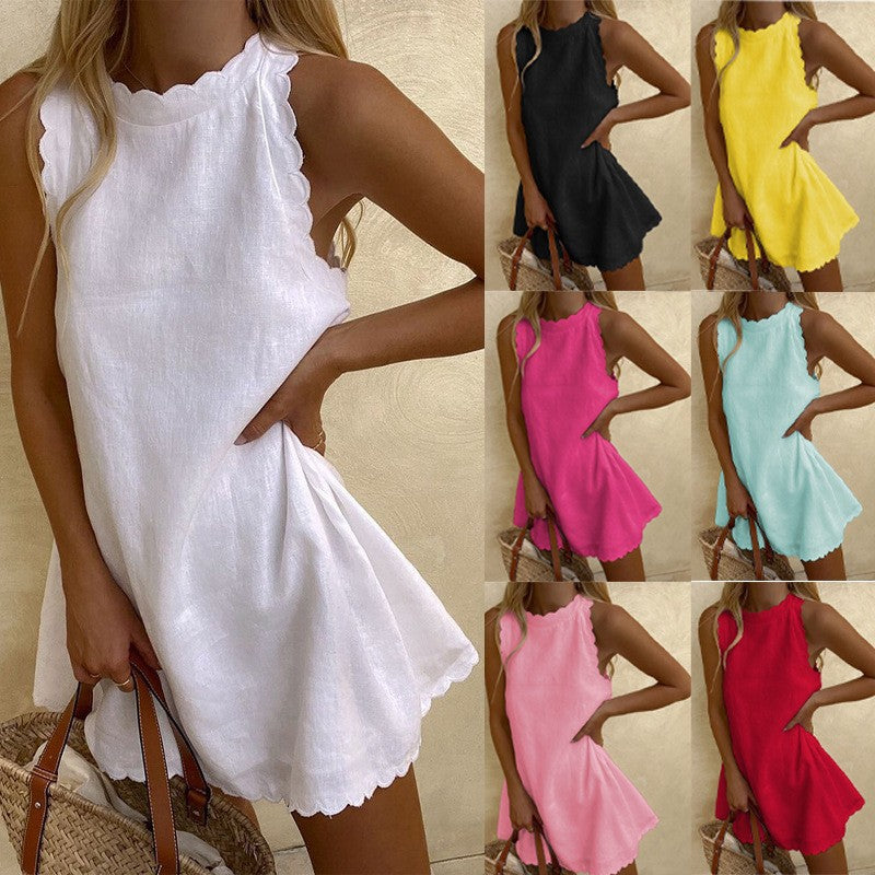 Womens Sleeveless Ruffle Dress