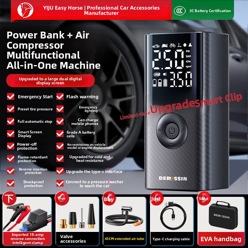 Car Jump Starter with Air Compressor and Power Bank