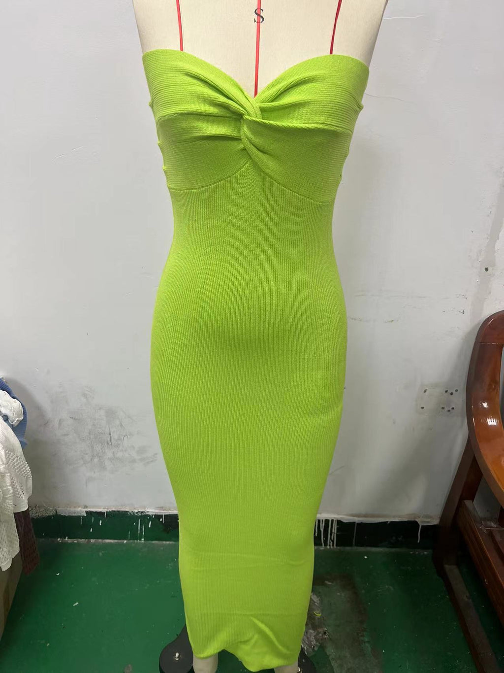 Twist Front Knit Bodycon Dress
