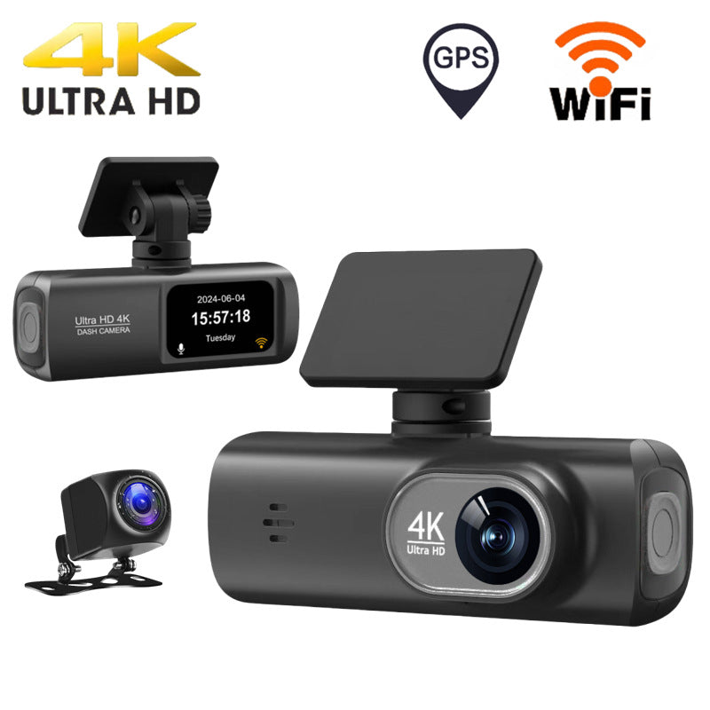 4K Dual Lens Dash Cam with Night Vision WiFi GPS