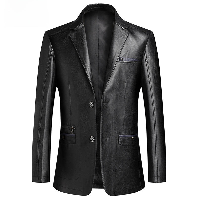 Men's PU leather casual suit jacket