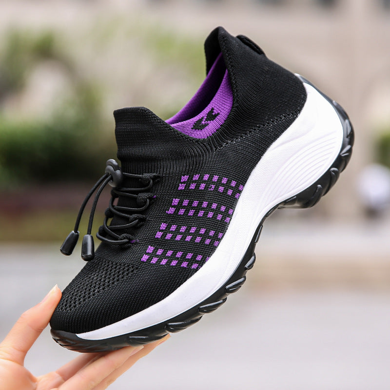 Womens Wedge Heeled Casual Sports Shoes