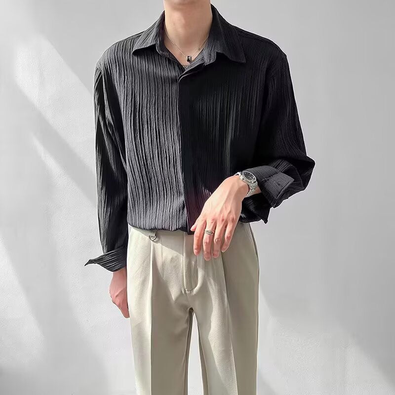 Men's Pleated Long-Sleeve Shirt