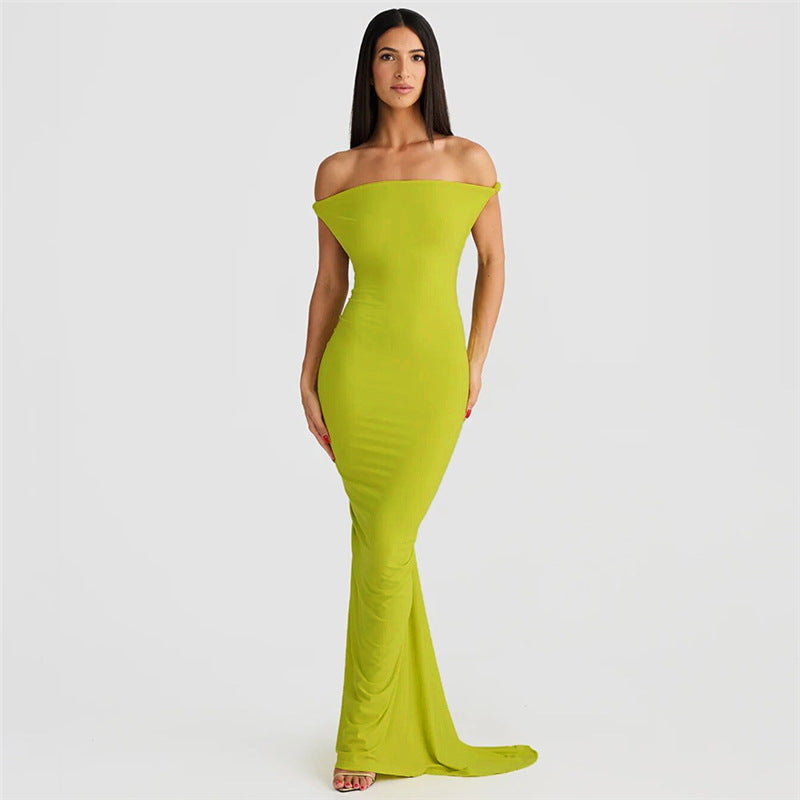 Women's Halterneck Backless Pleated Long Dress
