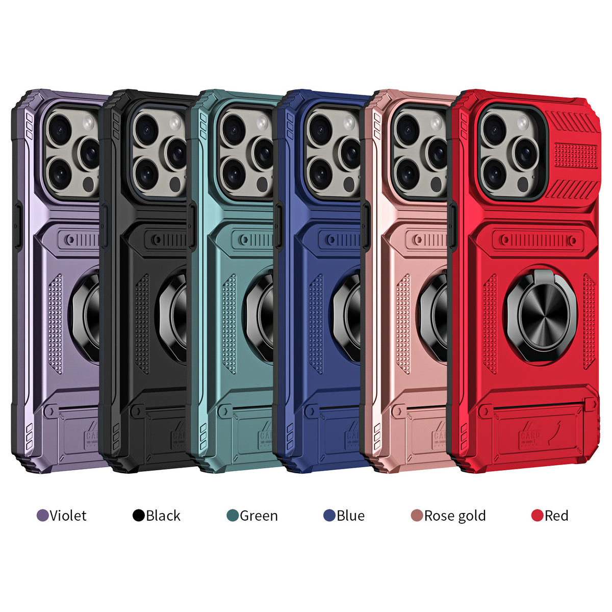 Magnetic Phone Case with Hidden Ring Holder and Card Slot