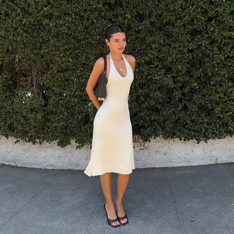 Women's Halter Neck Backless Twist Bodycon Dress