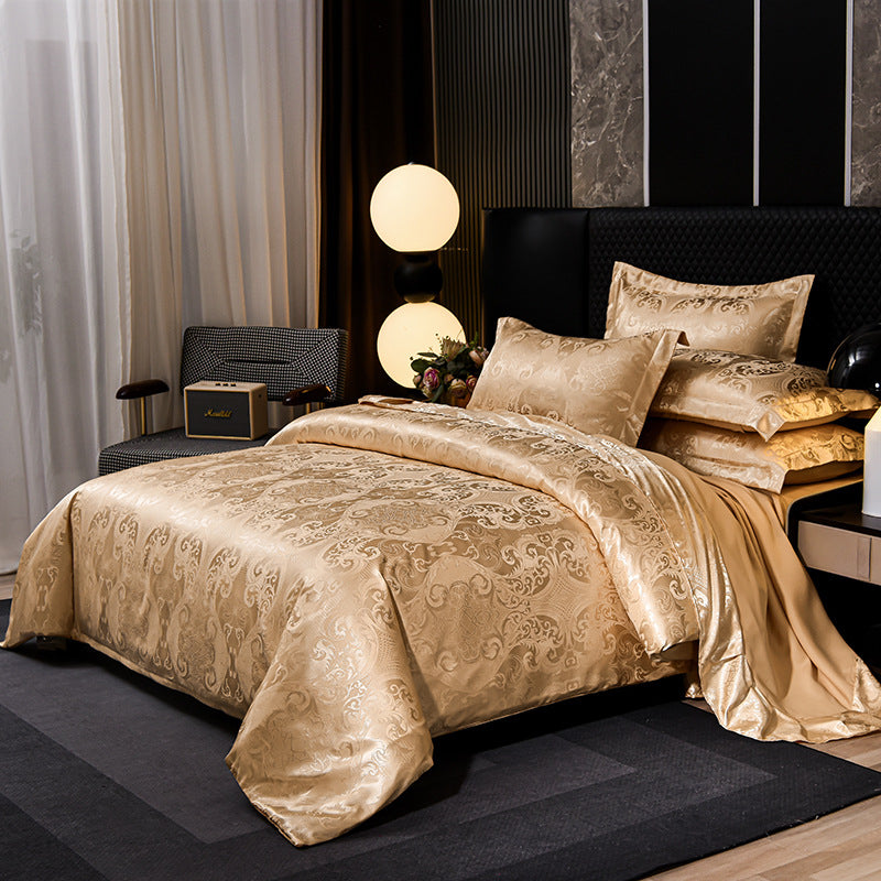 European Style Satin Silk Jacquard Bedding Set