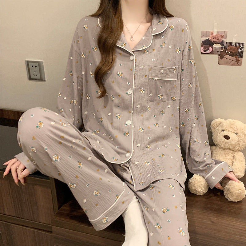 Womens Long Sleeve Pajama Set with Bow Design