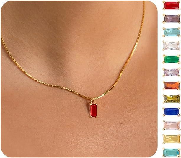 Gold-Plated Imitation Gold December Birthstone Birthstone Pendant Necklace