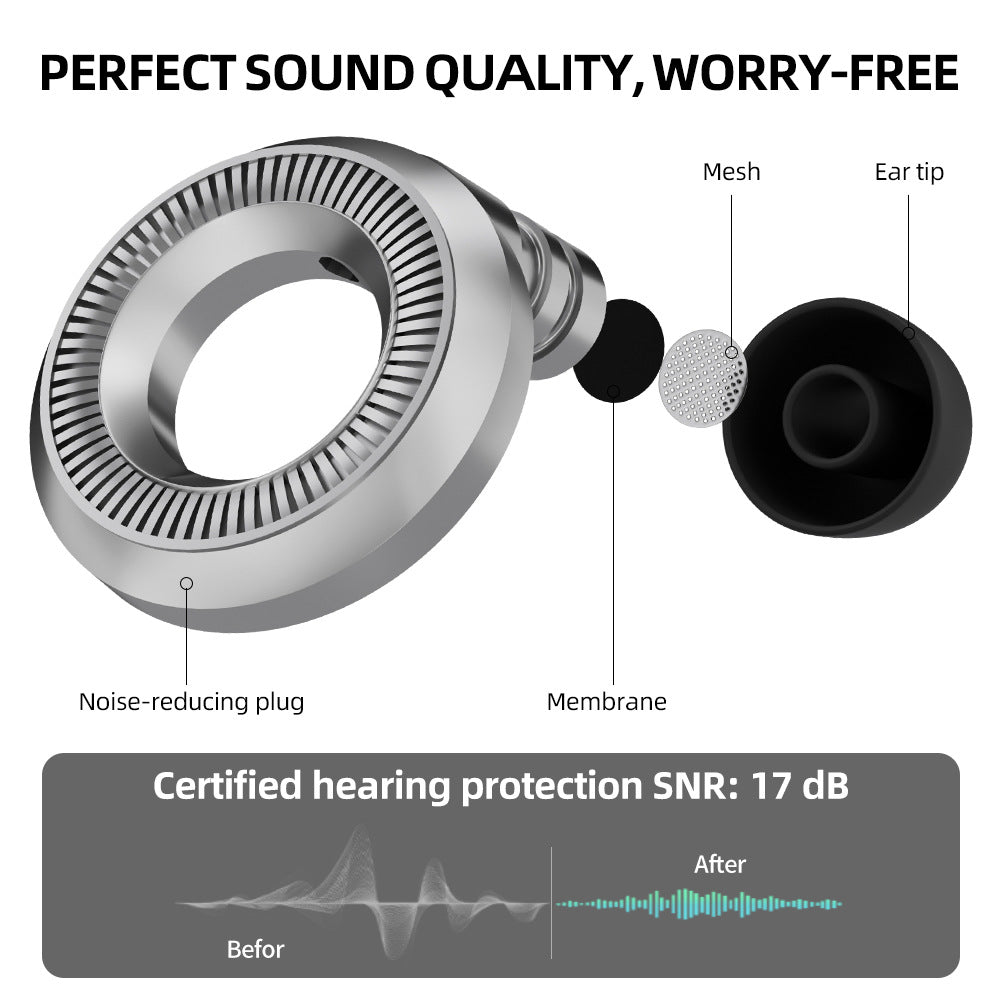 Noise-reducing earplugs with a filter