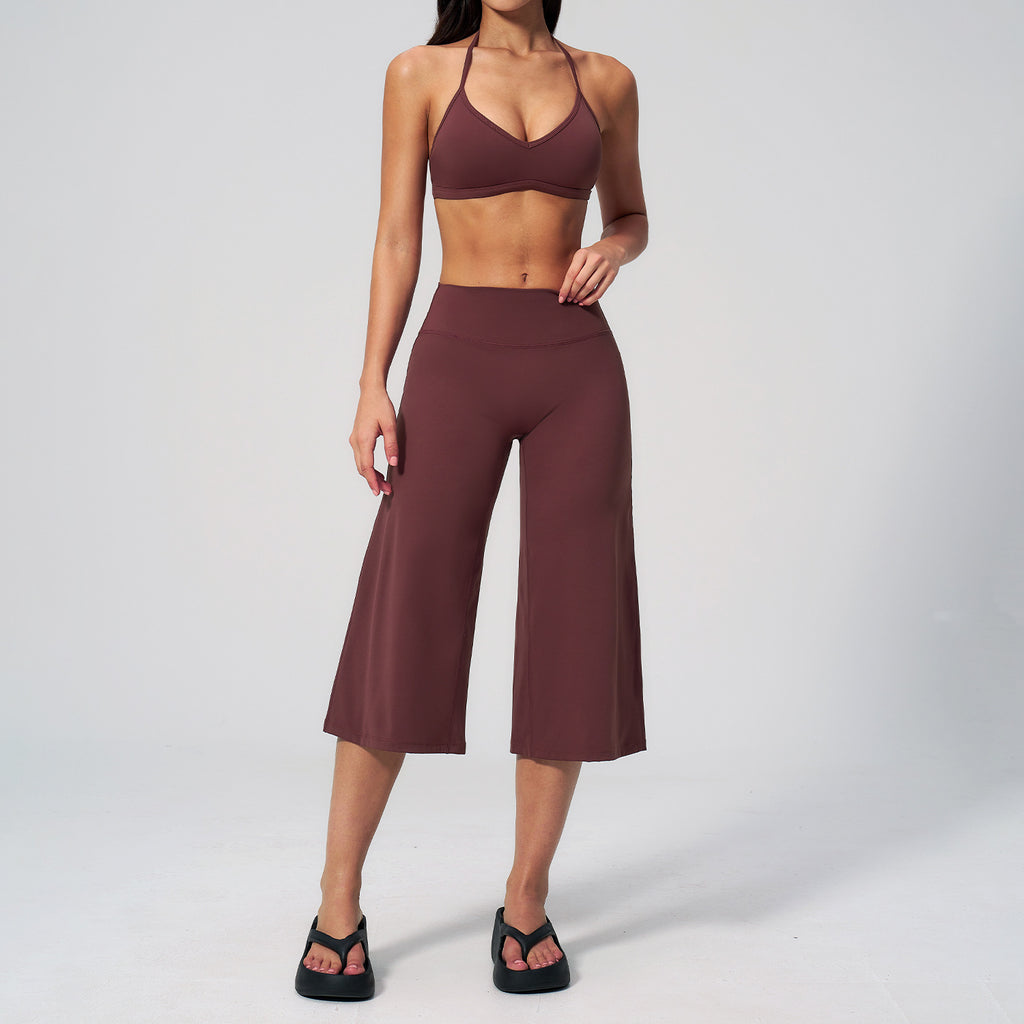 Womens Yoga Set Shockproof Bra High Waist Shorts Two Piece Workout Outfit