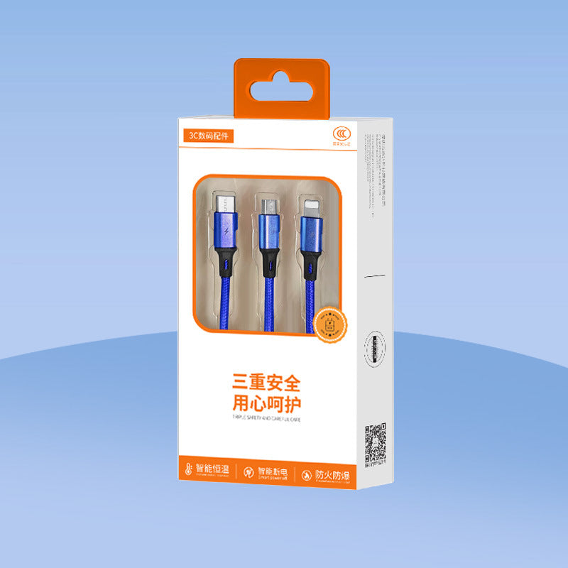 Woven One-To-Three Data Cable